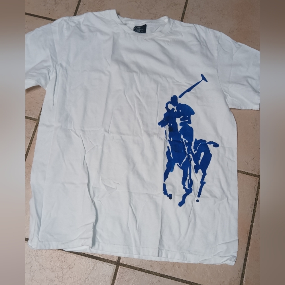 90's Polo Ralph Lauren Light Blue Large Horse Big Pony T-Shirt